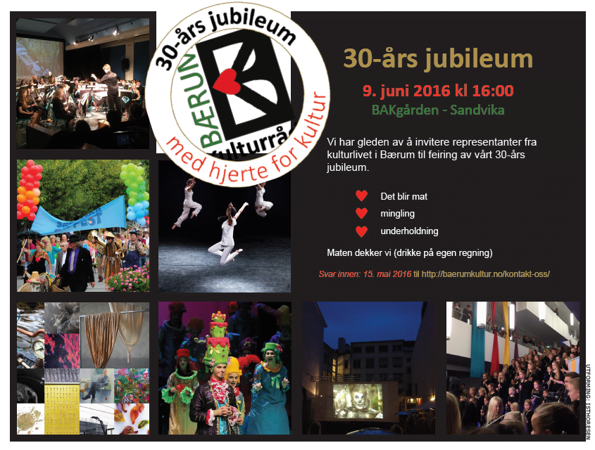 Invitasjon til Bærum Kulturråds 30-års jubileum